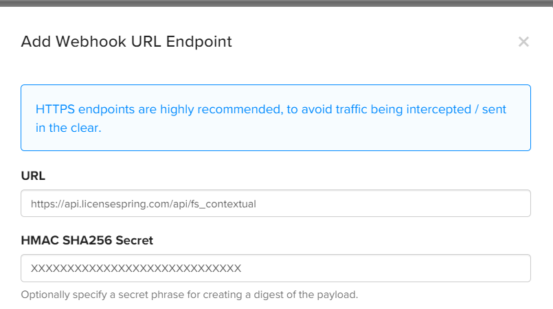 Add your LicenseSpring's URL and your Shared Key to the Endpoint