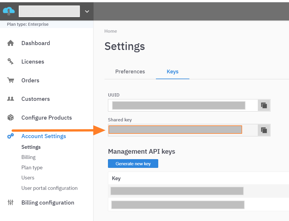 You can find your Shared Key in your LicenseSpring Account You can find your Shared Key in your LicenseSpring Account